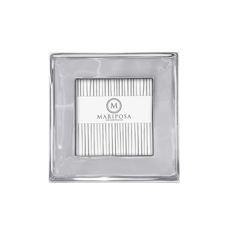 Mariposa Signature 4x4 picture frame with clear glass and white striped insert