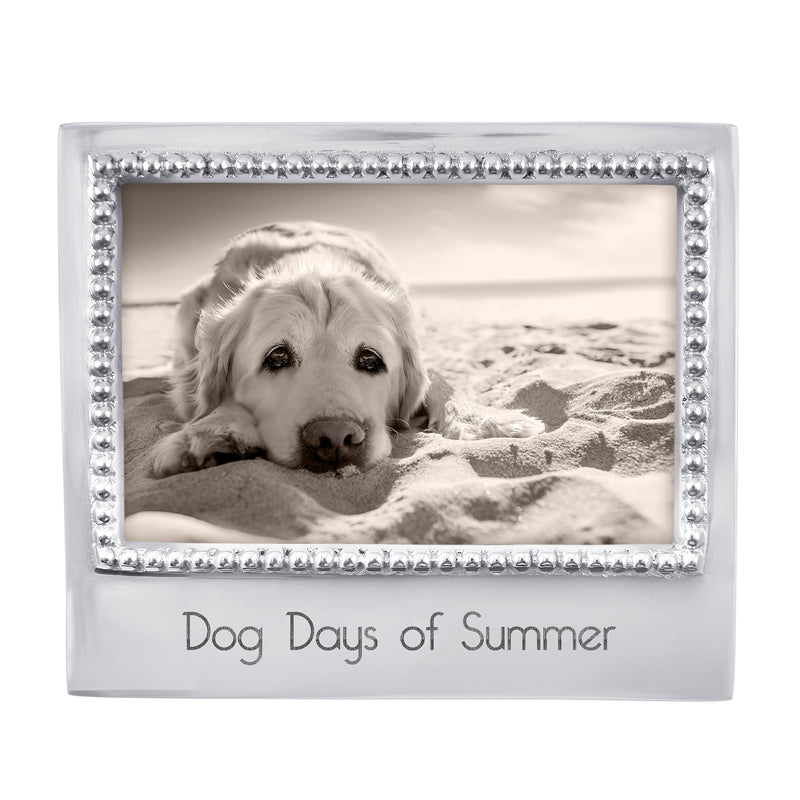 4x6 picture frame with silver beaded border and dog photo; 'Dog Days of Summer'