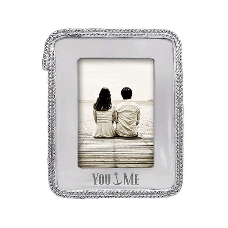 Mariposa You & Me 5x7 picture frame with braided silver border and photo window