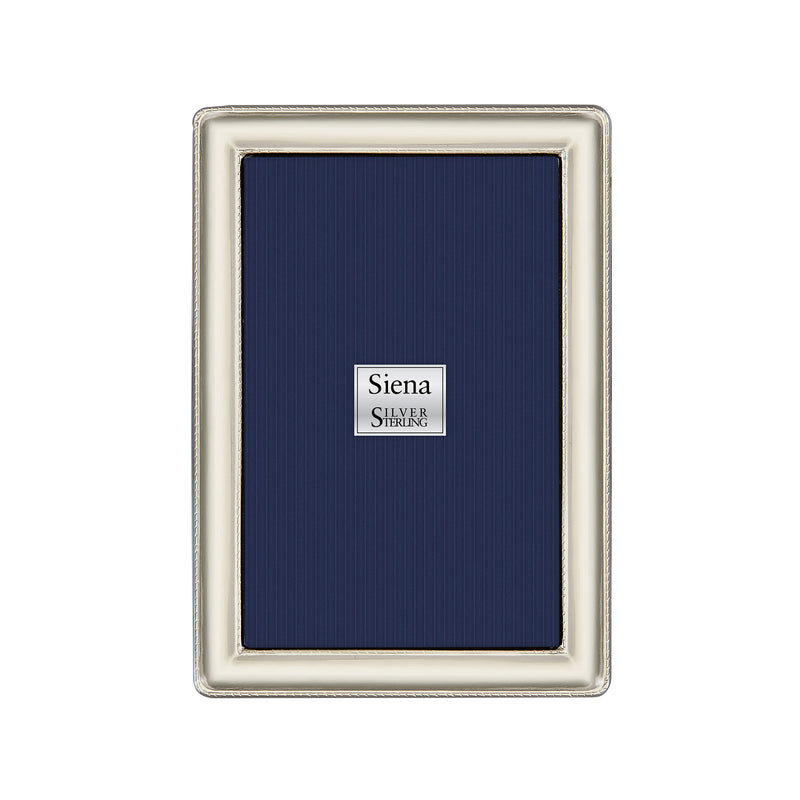 925 sterling silver double-braid picture frame with rectangular portrait opening