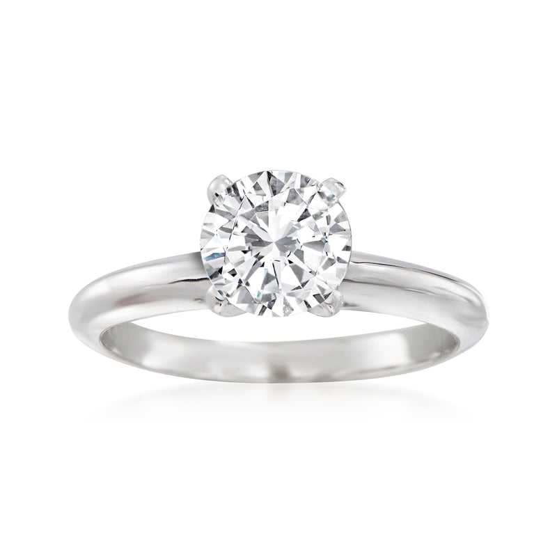 14kt white gold diamond solitaire ring with round brilliant center stone
