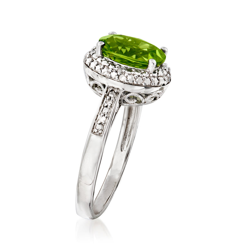 Sterling silver peridot ring with diamond accents