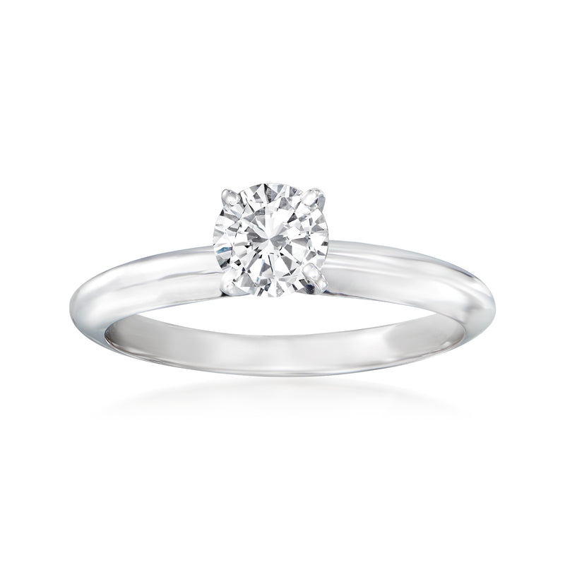 14kt white gold solitaire diamond ring with round center diamond