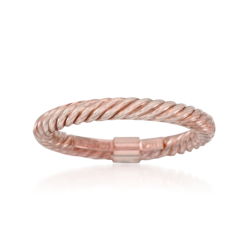 14kt rose gold twisted band ring with flat centerpiece