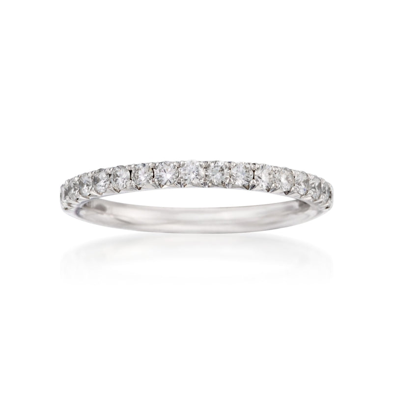 Henri Daussi diamond wedding ring in 18k white gold with pavé-set diamonds