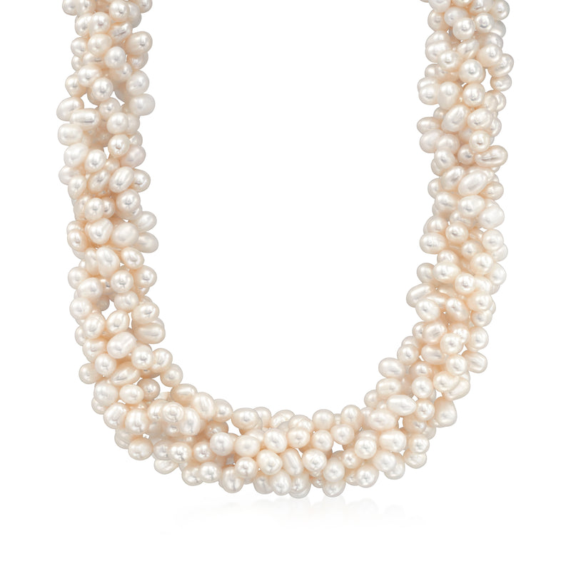 Cultured pearl torsade necklace with 5–6mm white pearls