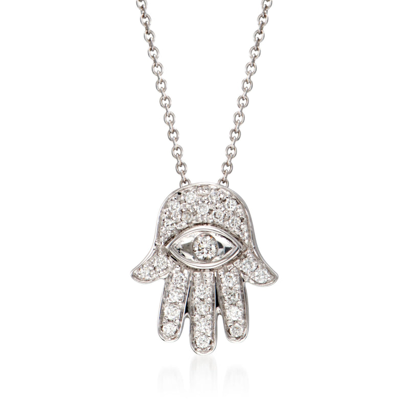 Roberto Coin diamond Hamsa pendant necklace in 18kt white gold