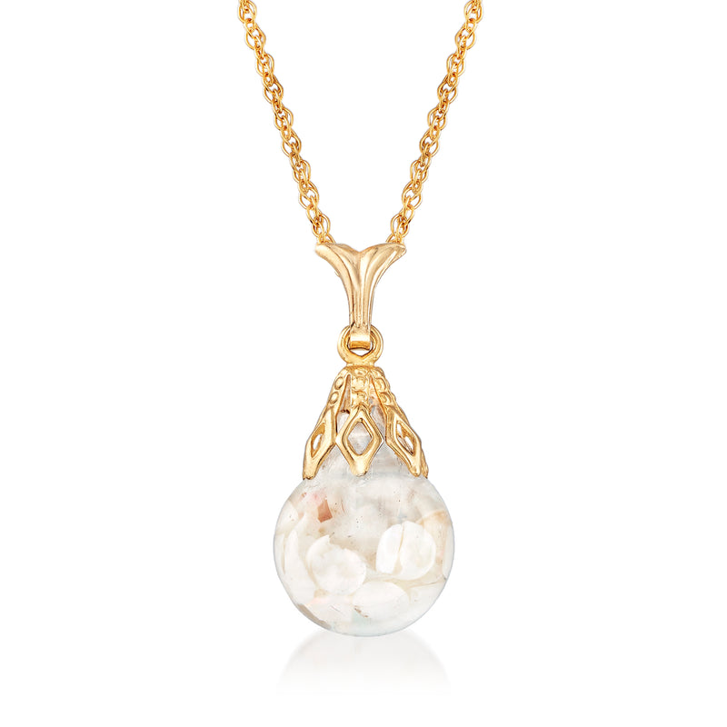 14kt yellow gold floating opal pendant necklace with round opal drop and open bail