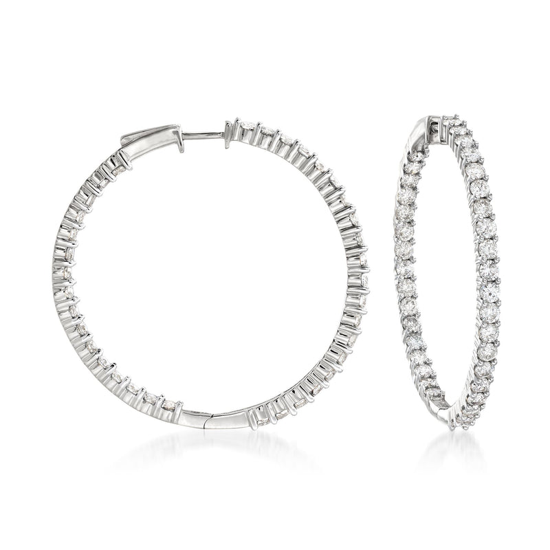 Pair of diamond inside-outside hoop earrings in 14kt white gold