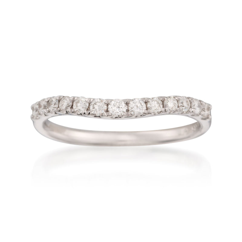 14kt white gold diamond wedding ring with slim full-diamond band