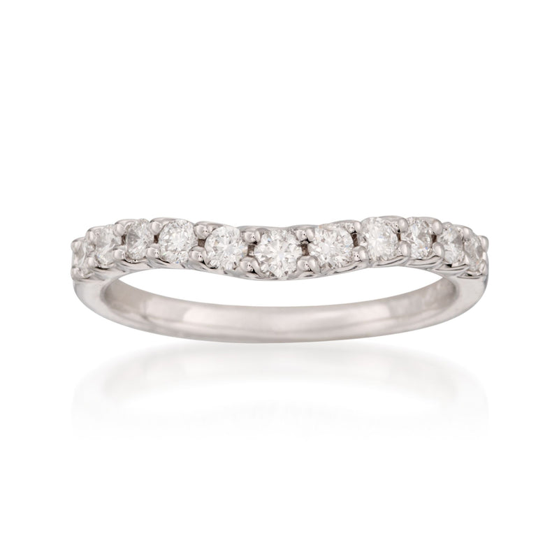Curved diamond wedding ring in 14kt white gold