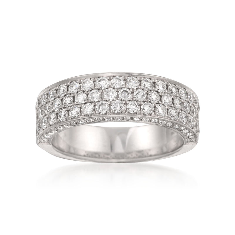Henri Daussi diamond wedding ring in 14kt white gold with pave sides