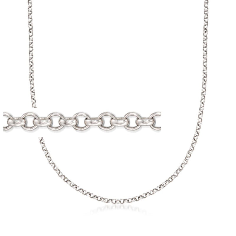 Sterling silver rolo-link necklace with small oval links and lobster clasp