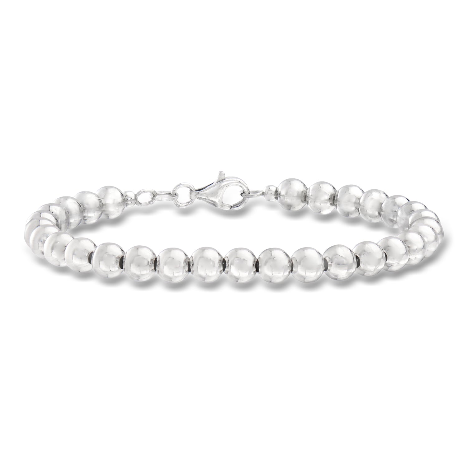 Italian 6mm Sterling Silver Bead Bracelet