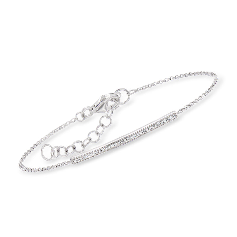 Sterling silver diamond bar bracelet with adjustable chain extender