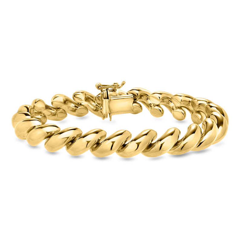 Gold over sterling silver bracelet with curb chain links and toggle clasp