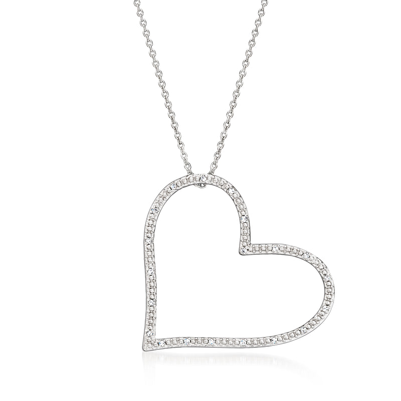 Sterling silver diamond heart pendant necklace