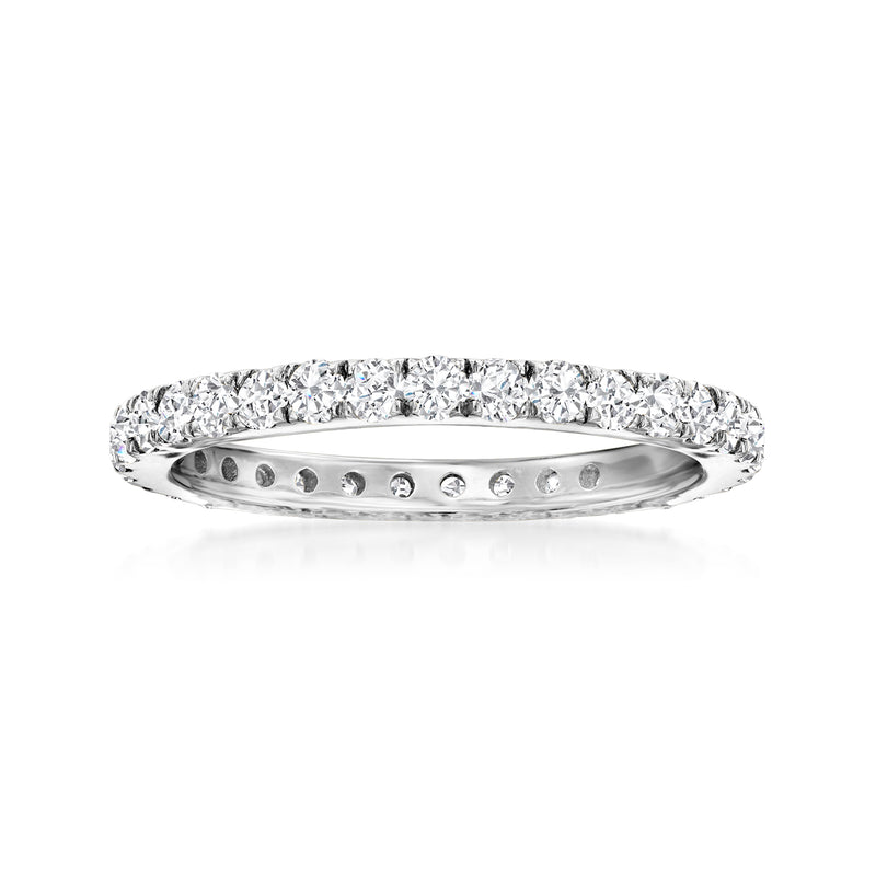 14kt white gold diamond eternity band with round pave diamonds