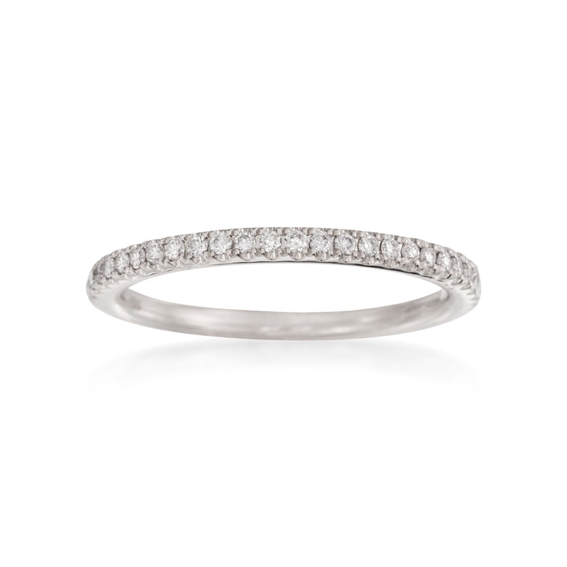 Henri Daussi 18kt white gold pave diamond wedding ring, full round band