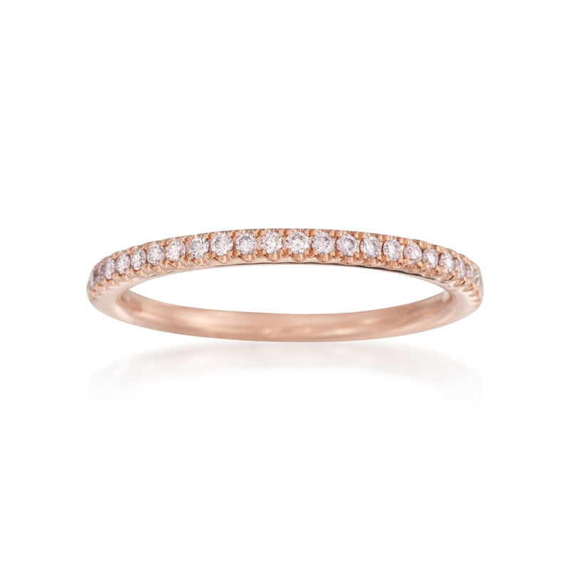 18kt rose gold pave diamond wedding band with sparkling round stones