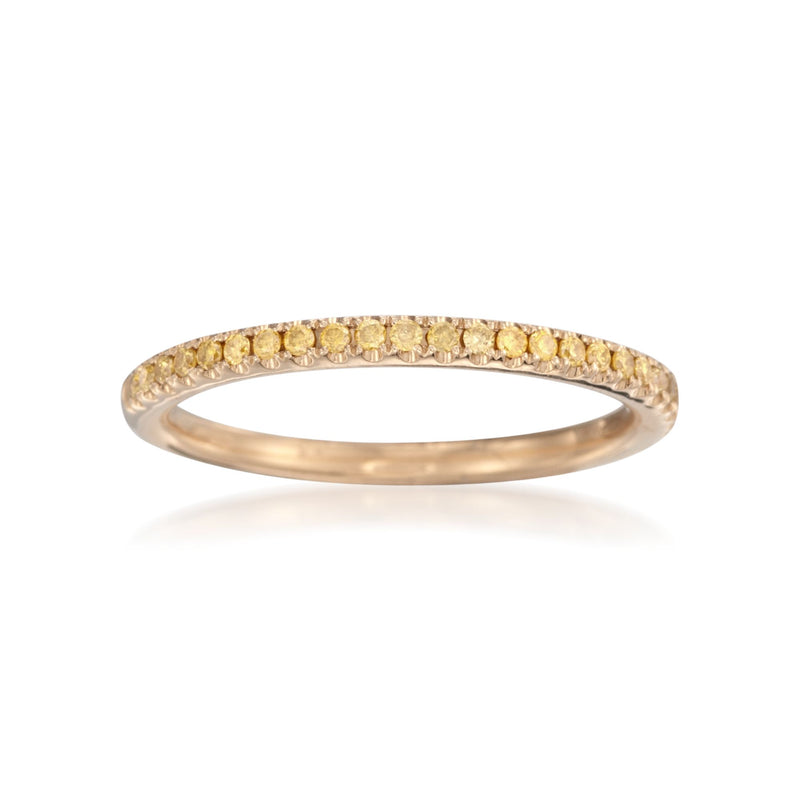 18k yellow gold wedding ring with channel-set round yellow diamonds along band