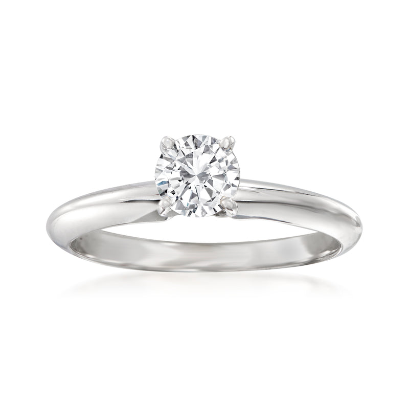 14kt white gold solitaire diamond ring with round brilliant center stone