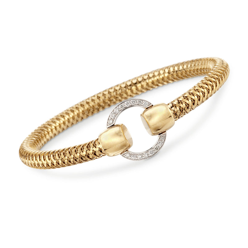 Roberto Coin Primavera diamond bangle bracelet in 18kt yellow gold with diamond hoop detail