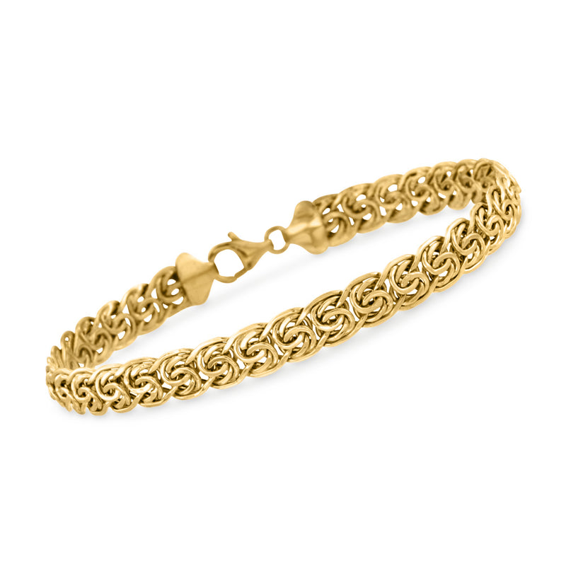 14kt yellow gold flat Byzantine bracelet with interlocking chain links