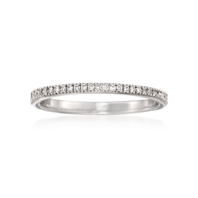 18kt white gold diamond wedding band with pavé-set stones