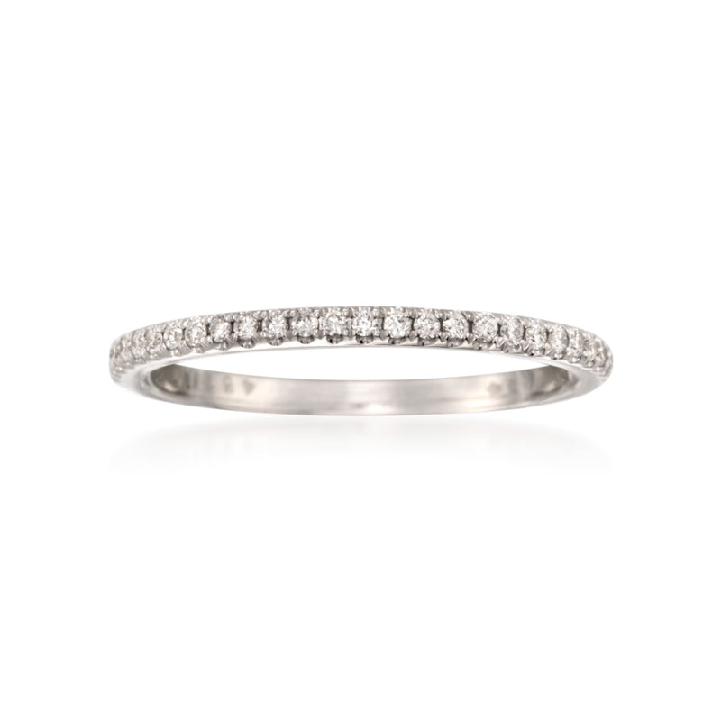 Diamond wedding band in 18kt white gold with pavé-set stones