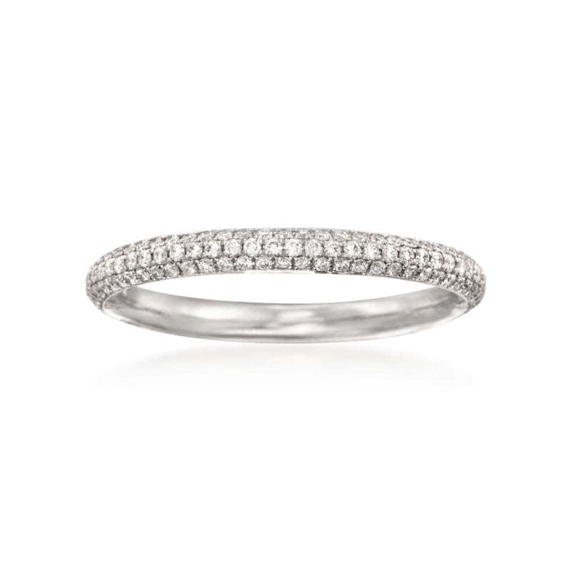 Diamond wedding band in 18kt white gold with pavé stones