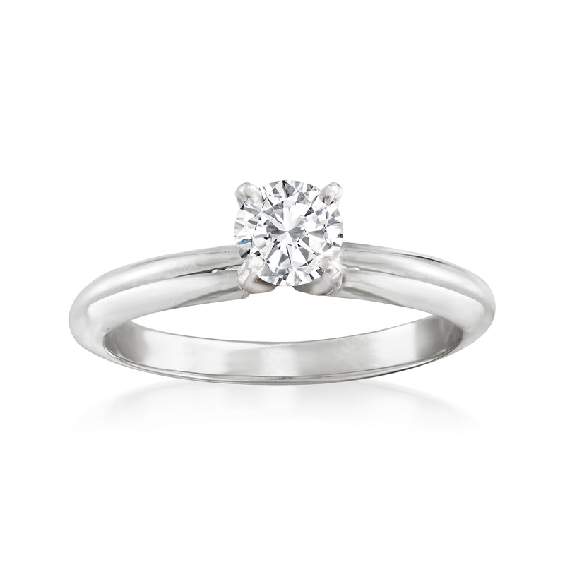 14kt white gold solitaire diamond ring with round center stone