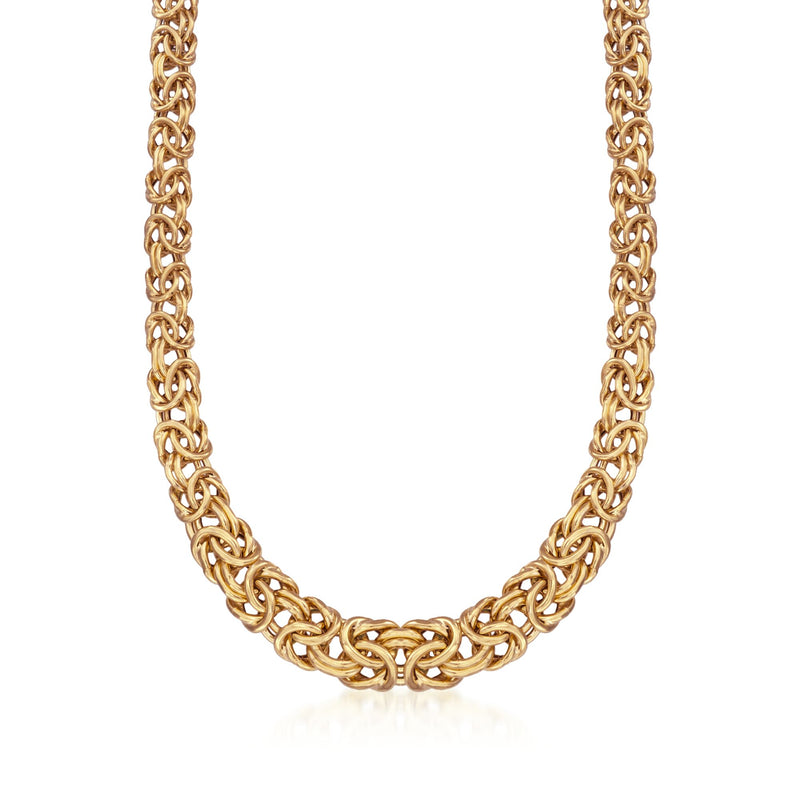 Gold over sterling Byzantine chain necklace with graduated linked links