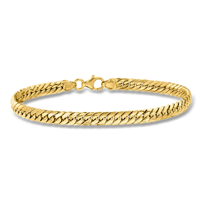 14kt yellow gold Cuban-link bracelet with box clasp and polished chain links