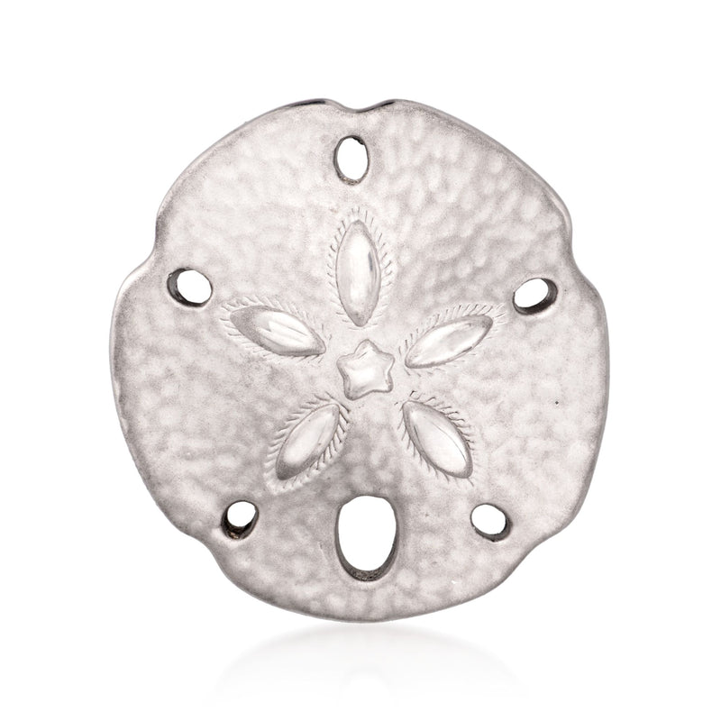 Italian sterling silver sand dollar slide pendant with embossed flower center and four holes