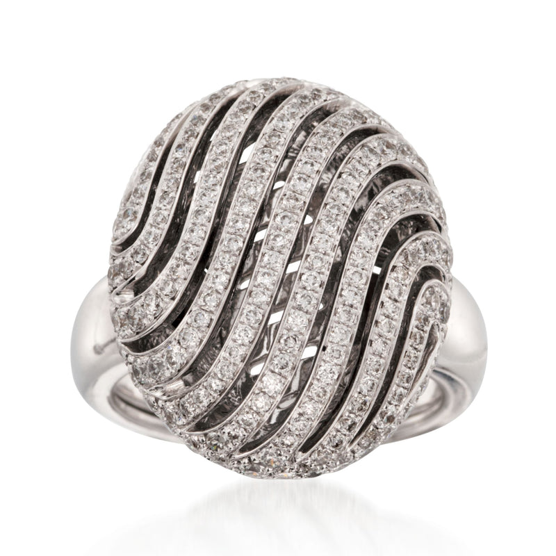 Wavy diamond ring in 18kt white gold