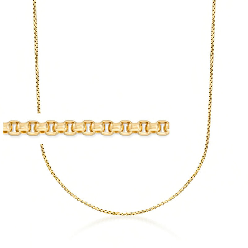 14kt yellow gold rounded box-chain necklace with curved link profile
