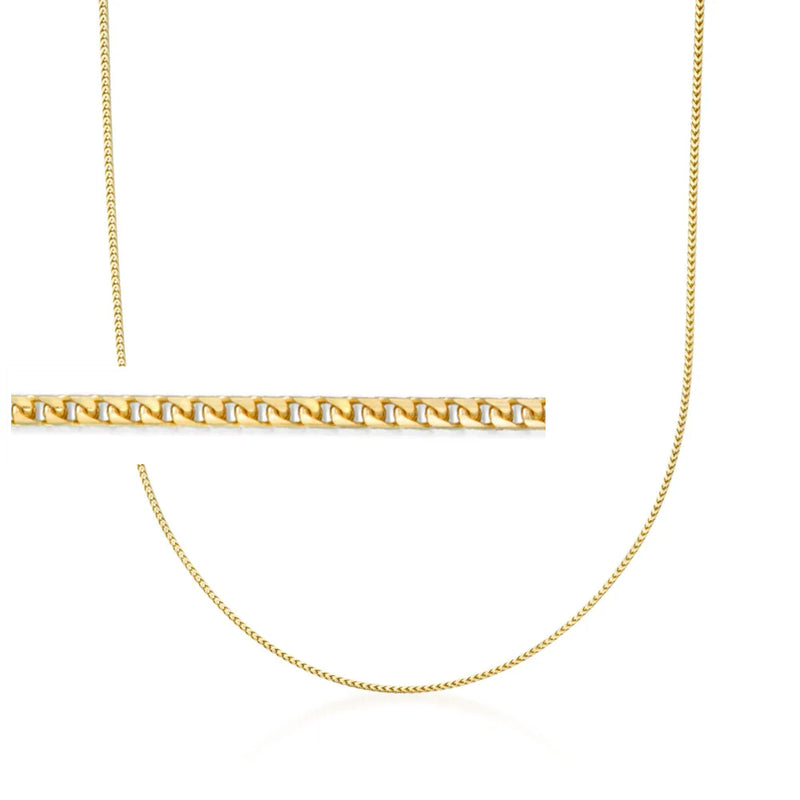 14kt yellow gold Franco link chain necklace, 1.2mm flat links