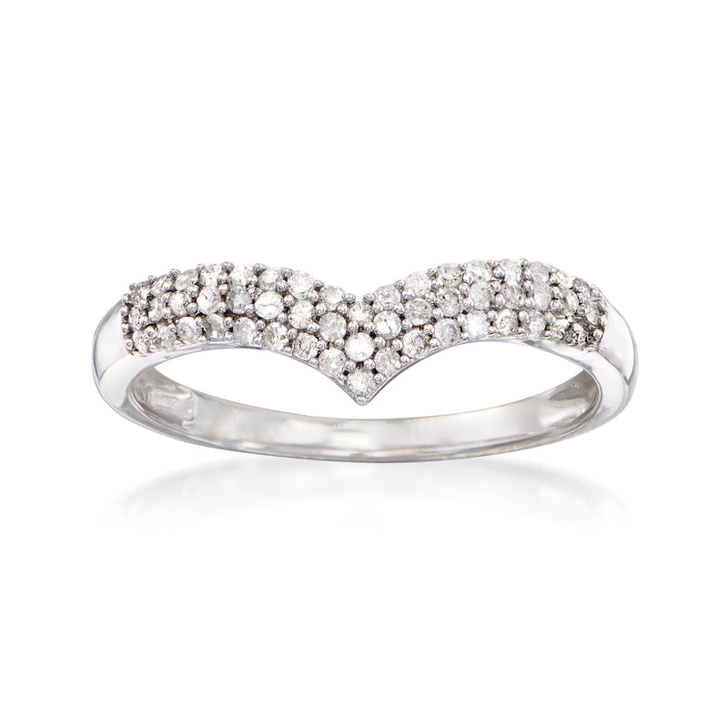 Sterling silver chevron diamond ring with round stones, 0.25 ct t.w.