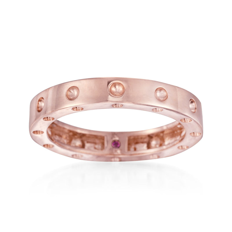 Roberto Coin 18kt rose gold dotted ring with purple stones