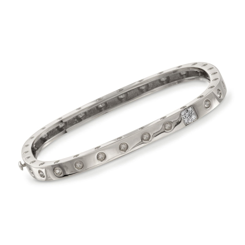 Roberto Coin 18kt white gold square bangle with diamond-set dots