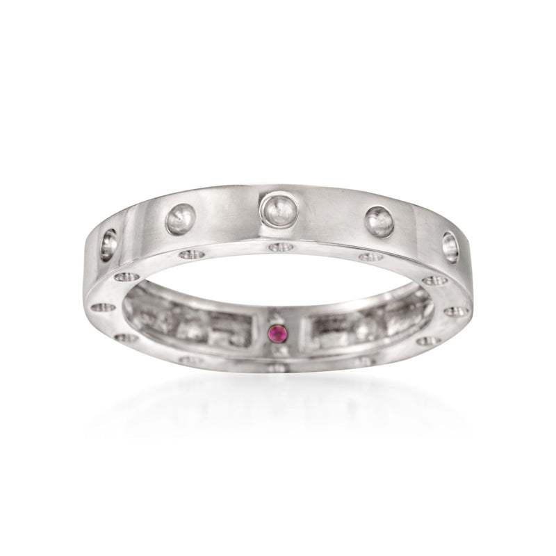 Roberto Coin 18kt white gold dotted ring with pink center gemstone