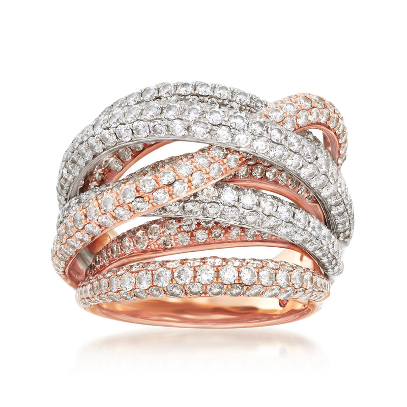 Roberto Coin diamond crossover ring in two-tone gold