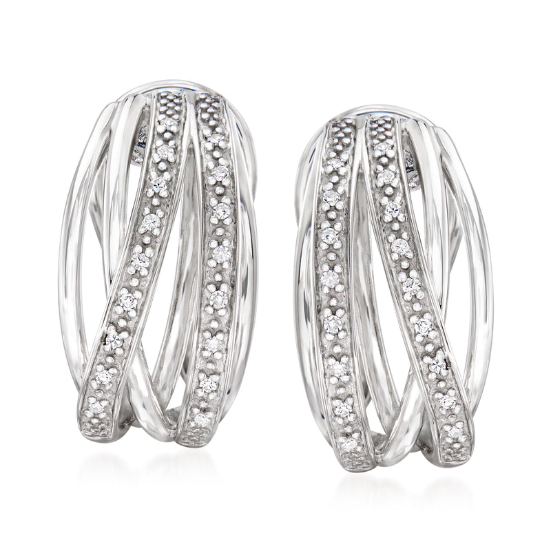 Diamond highway huggie hoop earrings in sterling silver