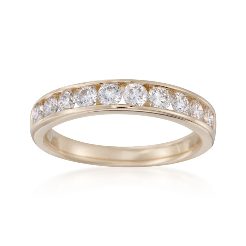 14kt yellow gold diamond band with round stones, 1.00 ct t.w.