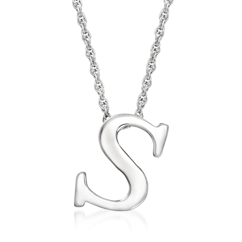 Sterling silver lowercase initial necklace with letter s and chain