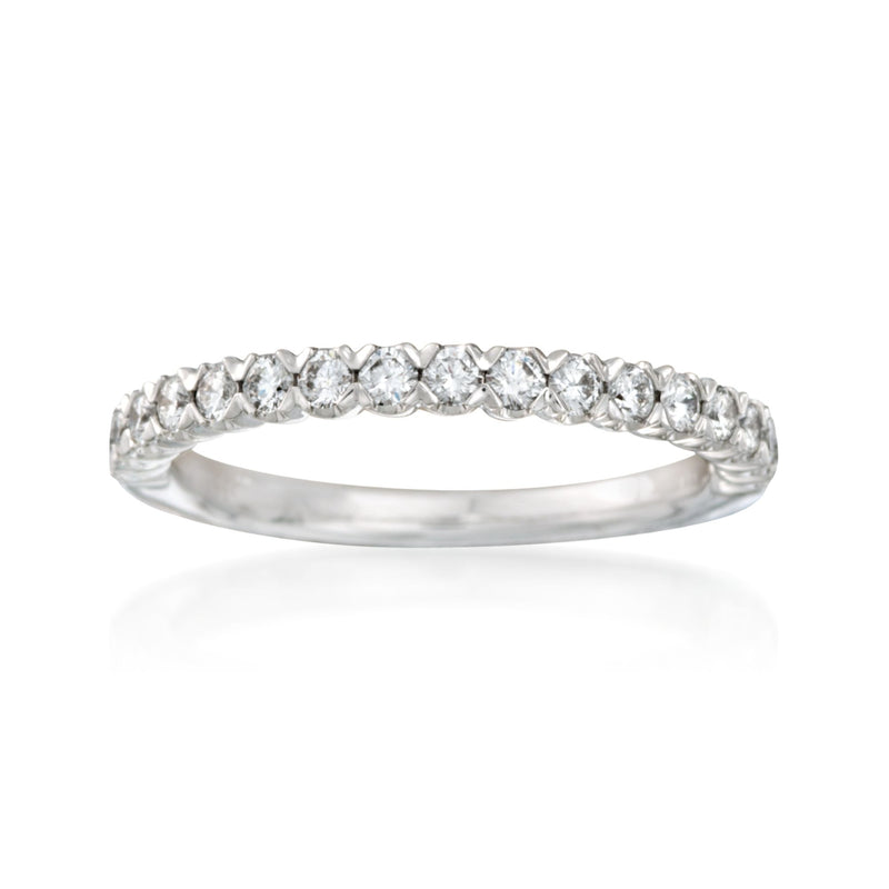 Henri Daussi 18kt white gold diamond wedding ring with multiple round diamonds