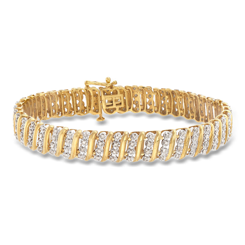 Diamond link bracelet in 18kt gold over sterling with pavé-set stones