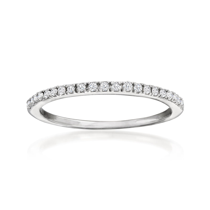 Sterling silver diamond band ring with round stones across the top