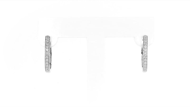 Sterling silver diamond hoop earrings